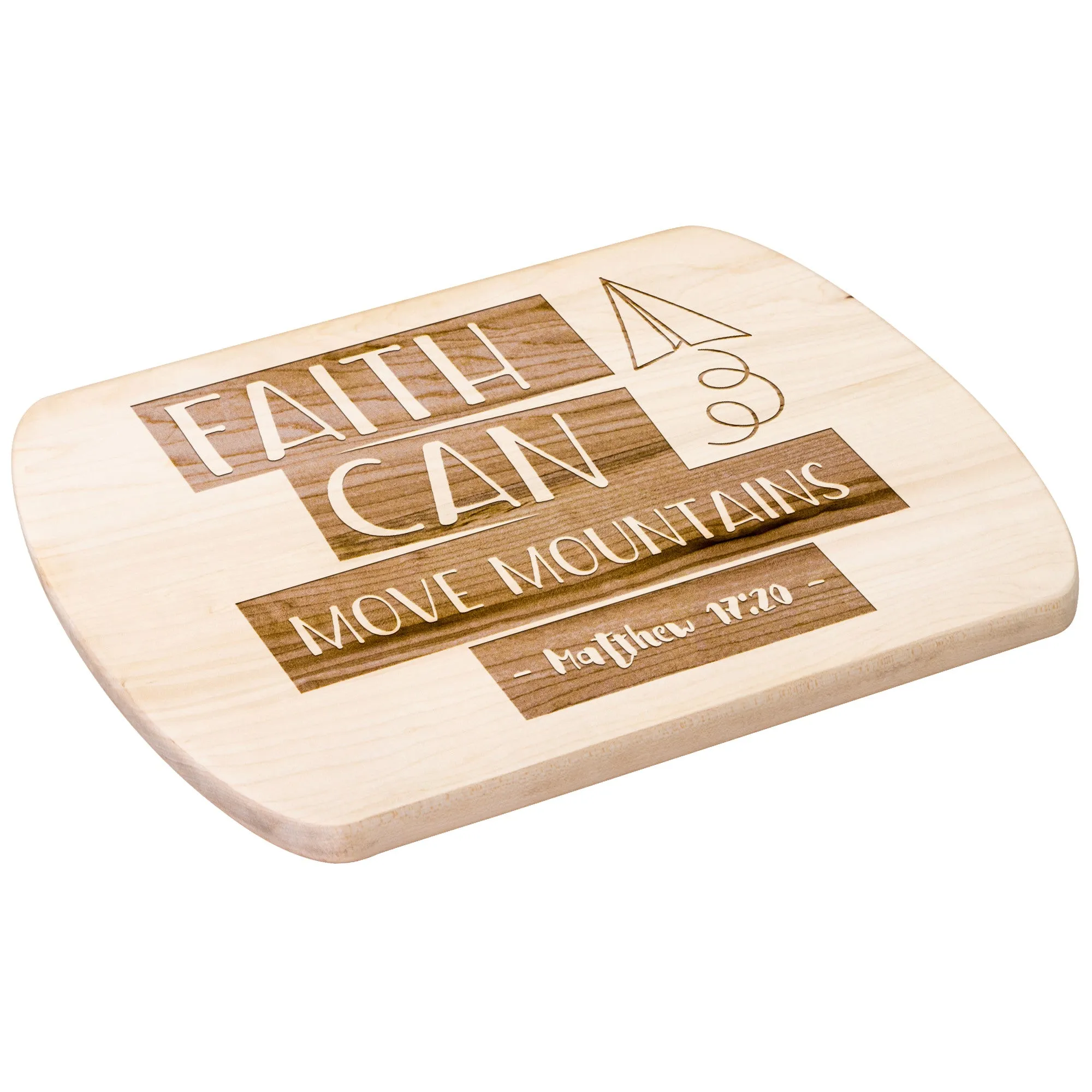 Bible Verse Hardwood Oval Cutting Board - Faith Can Move Mountains ~Matthew 17:20~ Design 18