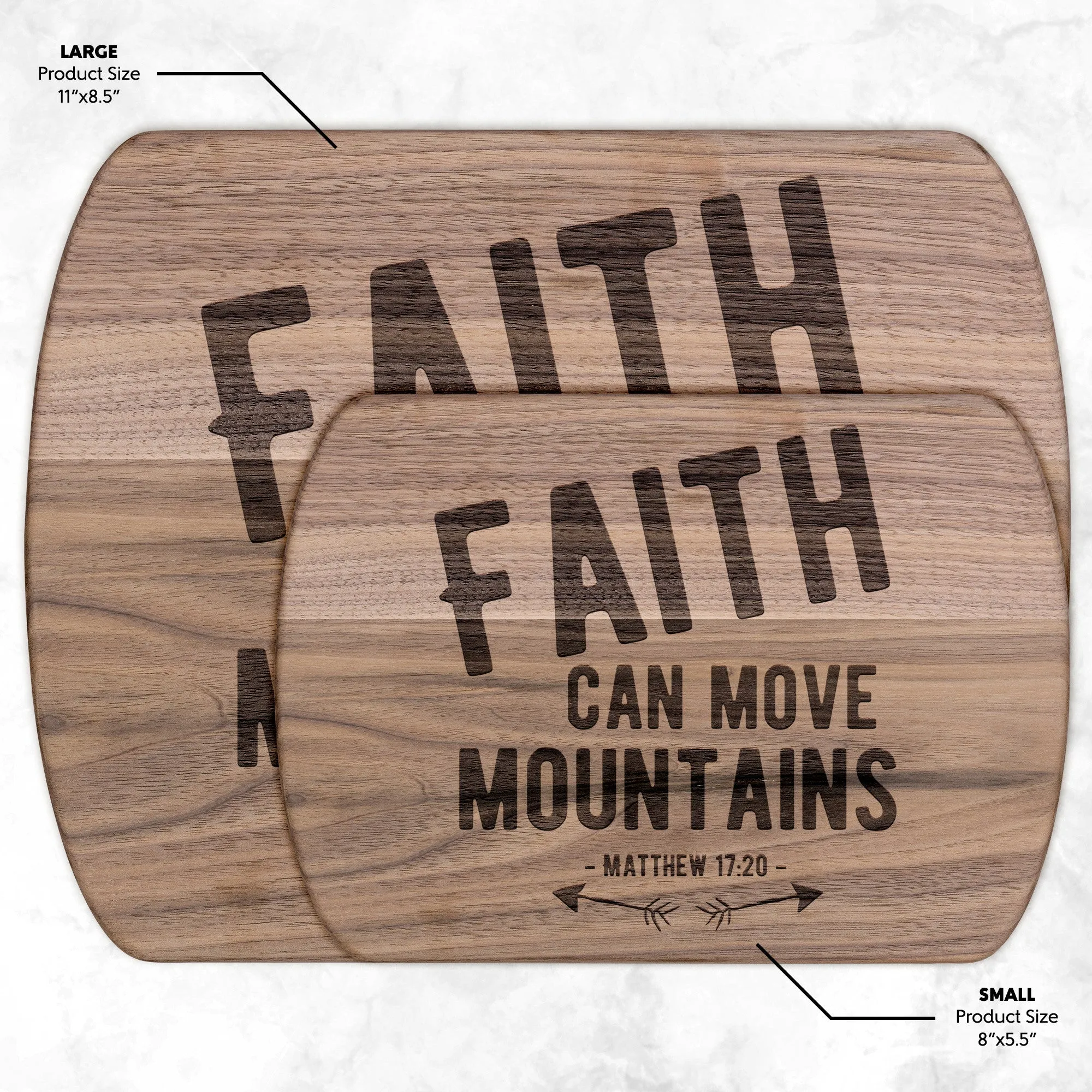 Bible Verse Hardwood Oval Cutting Board - Faith Can Move Mountains ~Matthew 17:20~ Design 1