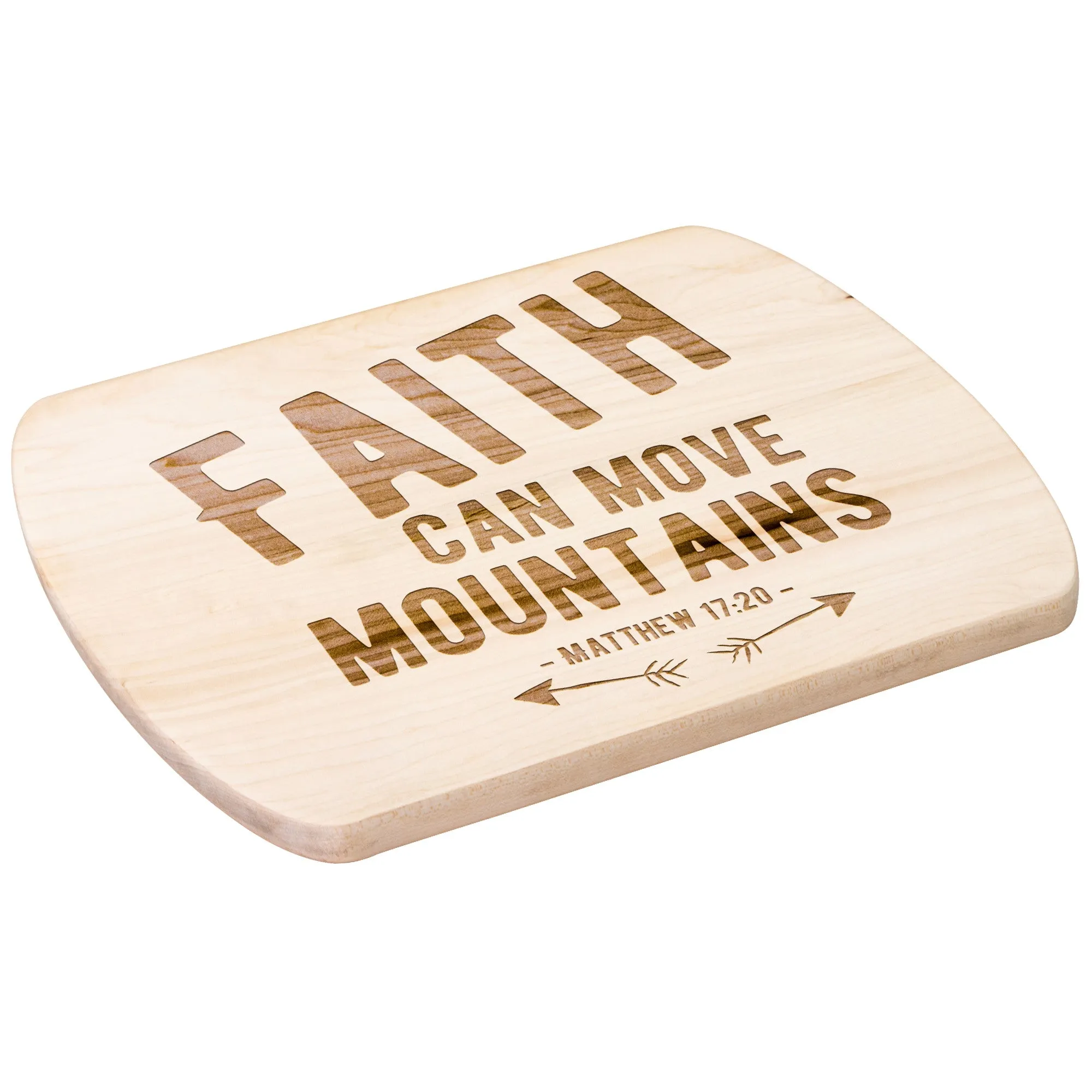 Bible Verse Hardwood Oval Cutting Board - Faith Can Move Mountains ~Matthew 17:20~ Design 1