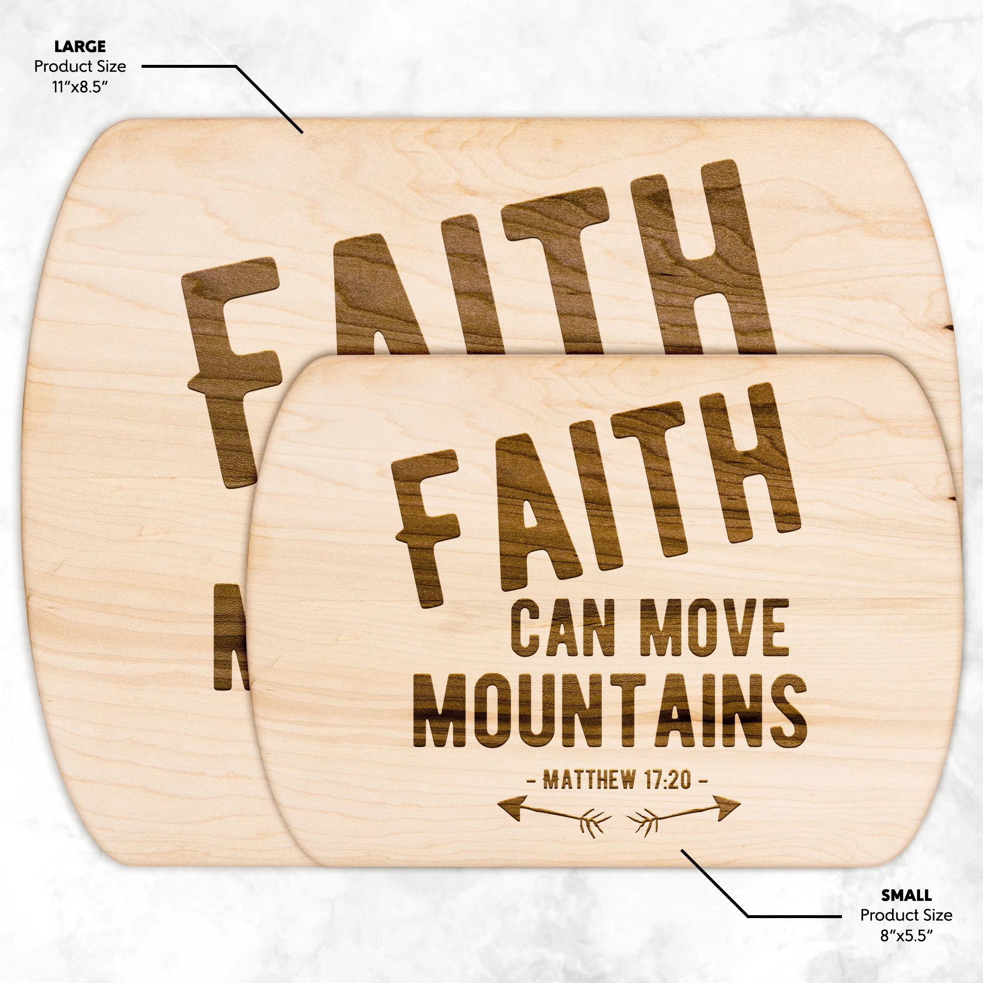 Bible Verse Hardwood Oval Cutting Board - Faith Can Move Mountains ~Matthew 17:20~ Design 1