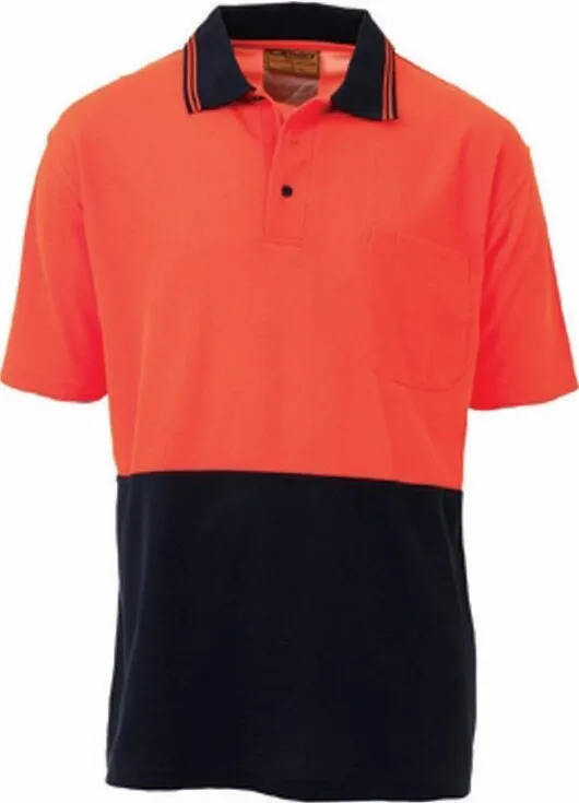 Bisley Workwear BK1234 Hi-Visibility Short Sleeve Polo Shirt - Polyester - Orange/Navy - S