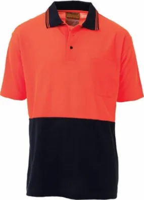 Bisley Workwear BK1234 Hi-Visibility Short Sleeve Polo Shirt - Polyester - Orange/Navy - S