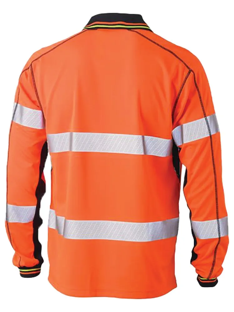 Bisley Workwear BK6219T Shirt Polo - Taped - 2-Tone - Long Sleeve - High Visibility - Orange/Navy - XS