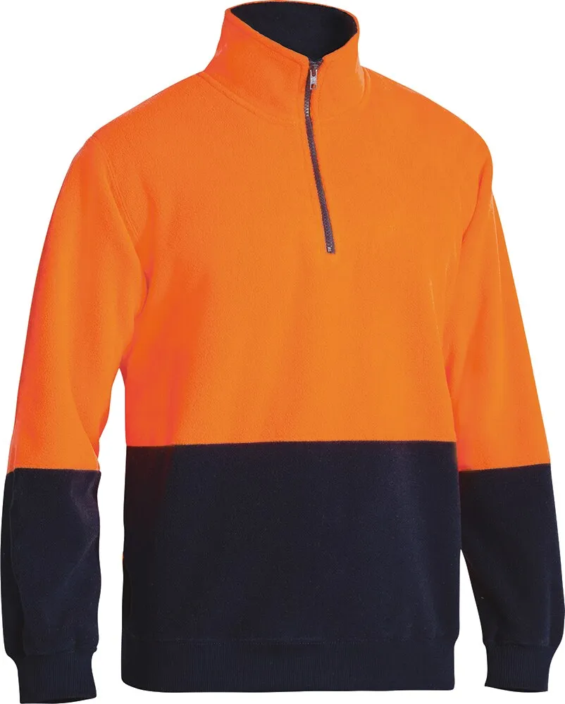 Bisley Workwear BK6889_TT05 Pullover - Hi-Vis - Zip - Polar Fleece - Orange/Navy - XS