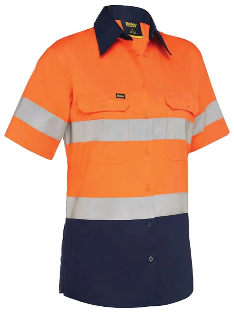 Bisley Workwear BL1896_TT02 Shirt - Women - Taped - Hi-Vis - Cool Lightweight - Drill - Orange/Navy - 6