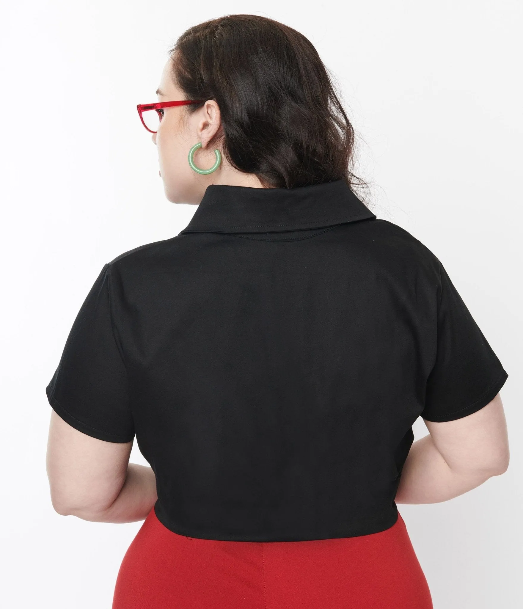 Black & Red Cherry Patch Crop Top