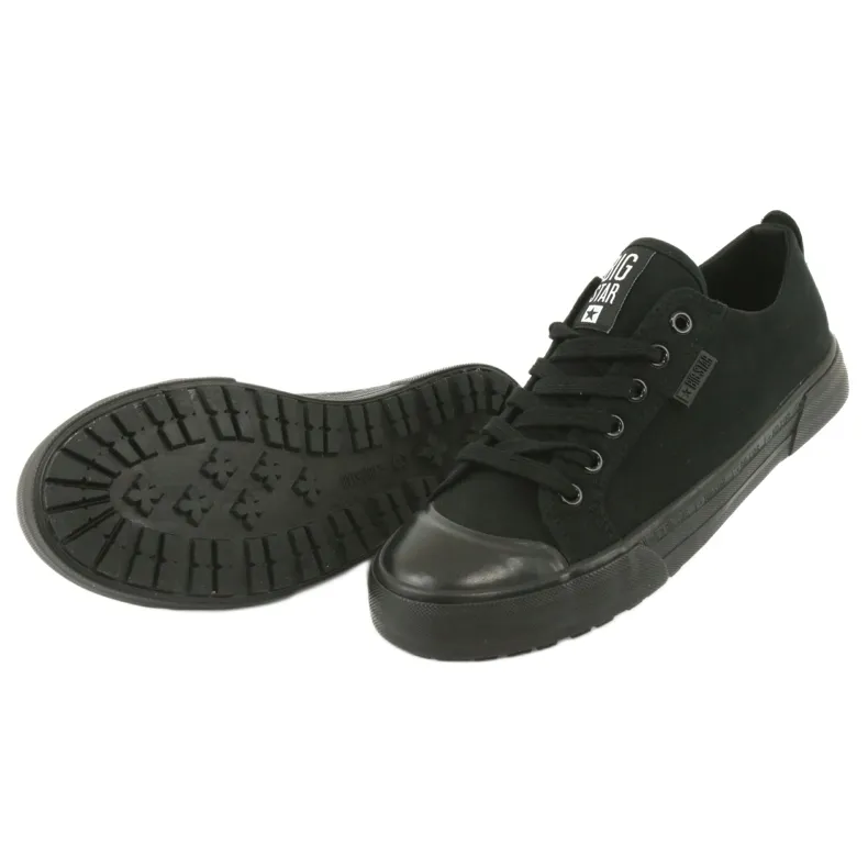 Black Big Star FF274A080 tied black sneakers