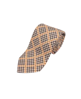 Black Gold & Ivory Houndstooth Silk Necktie | He Spoke Style