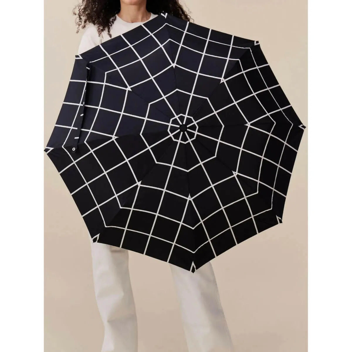 ----------Black Grid Compact Duckhead Umbrella---------