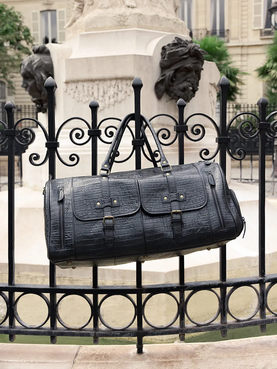Black Leather Bag for Men - Le48h Héritage Jet Black | PAUL MARIUS