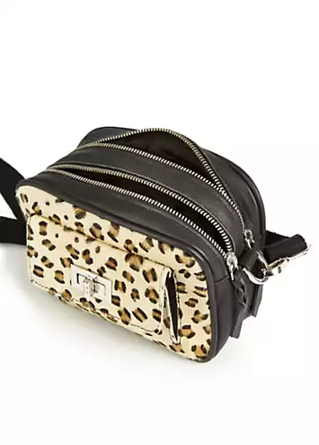 Black Leopard Cross Body Bag by Freemans | Look Again
