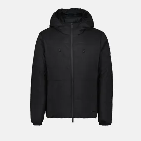 Black Nylon Puffer Jacket with Hoodie
