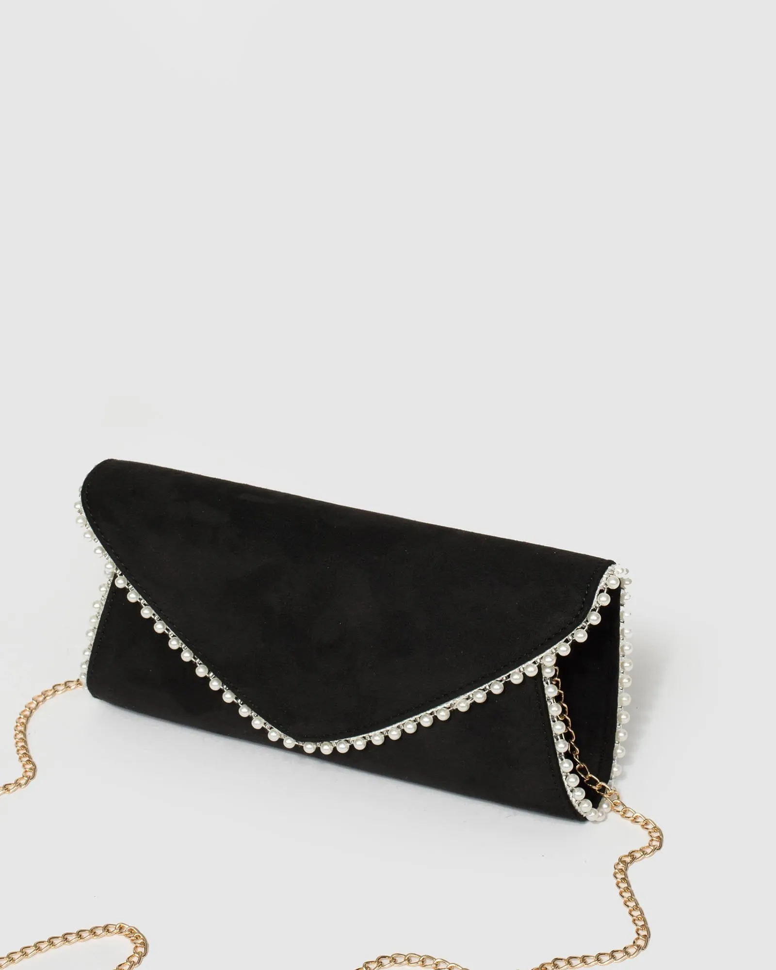 Black Oriana Pearl Clutch Bag