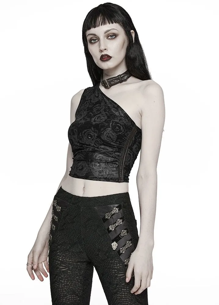 Black Rose Halter Tank Top