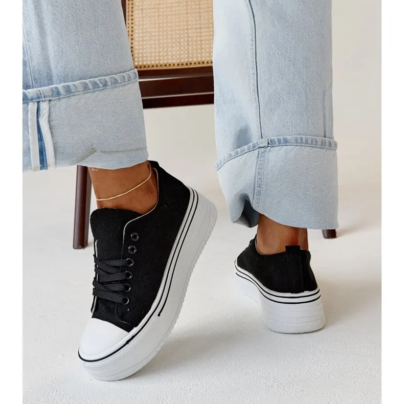 Black sneakers with a thick Bahira sole
