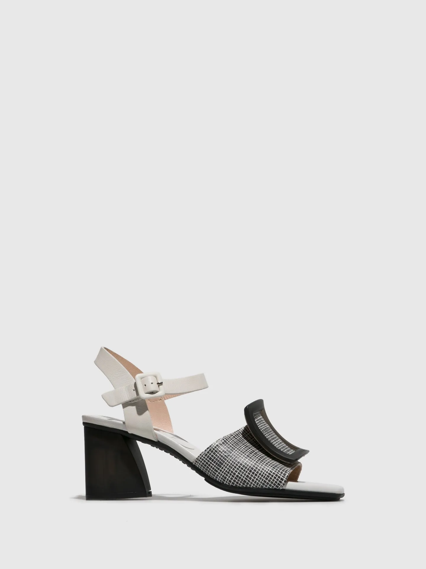 Black White Chunky Heel Sandals