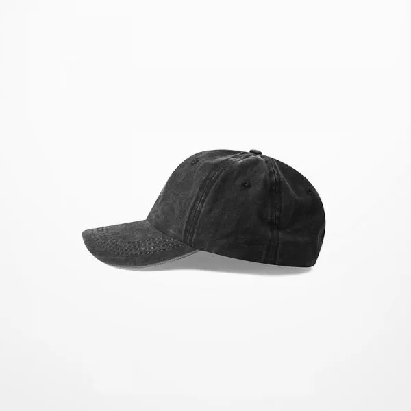 Black baseball cap aged denim jeans faded effect