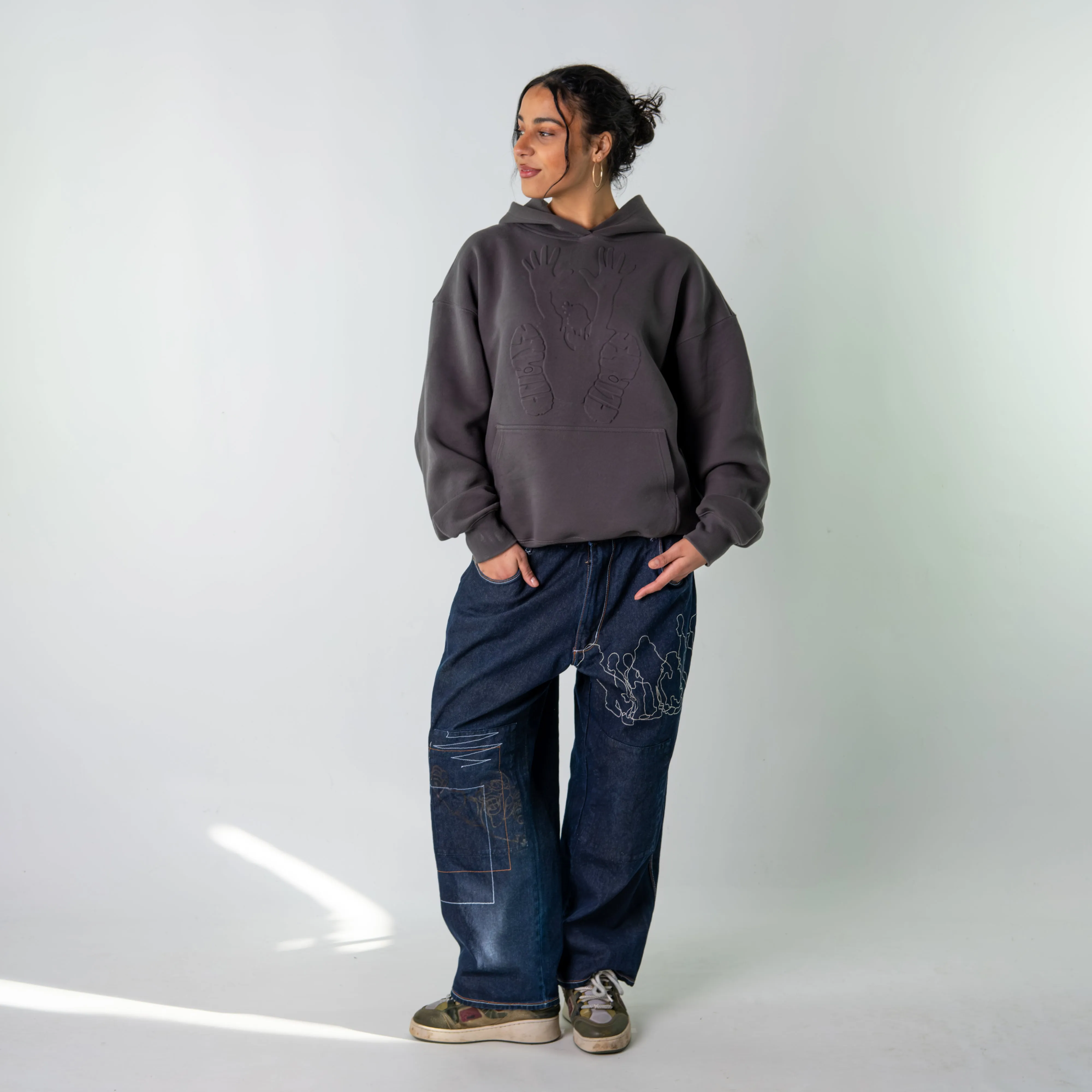 Blue Denim 90s Baggy Hip Hop Platinum FUBU Cargo Skater Trousers Pants Jeans (34x29)
