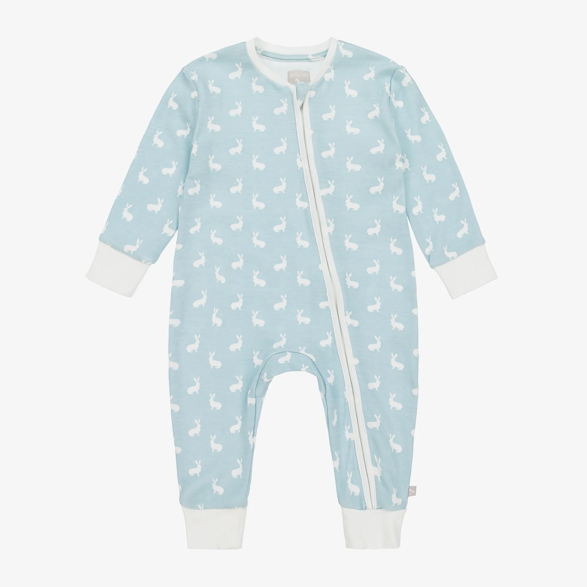 Blue Hare Print Cotton Jersey Romper