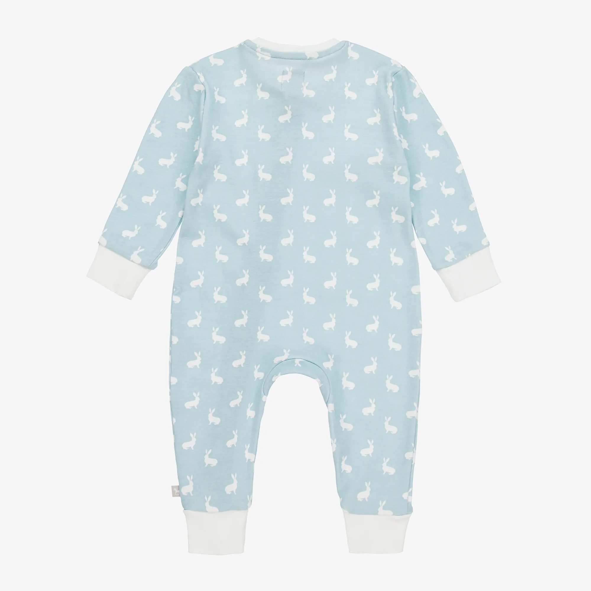 Blue Hare Print Cotton Jersey Romper