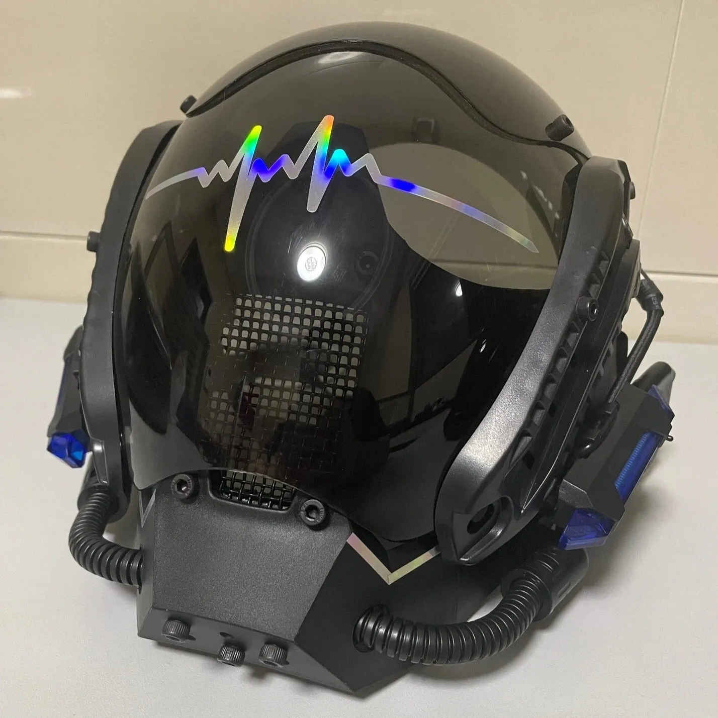 Blue LED Cyberpunk Helmet