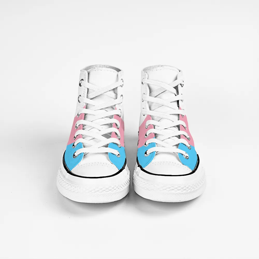 Blue Pink White All-Over Pride 'Converse Style' Canvas High-Top Sneakers