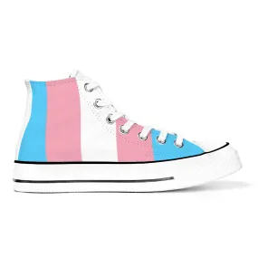 Blue Pink White All-Over Pride 'Converse Style' Canvas High-Top Sneakers