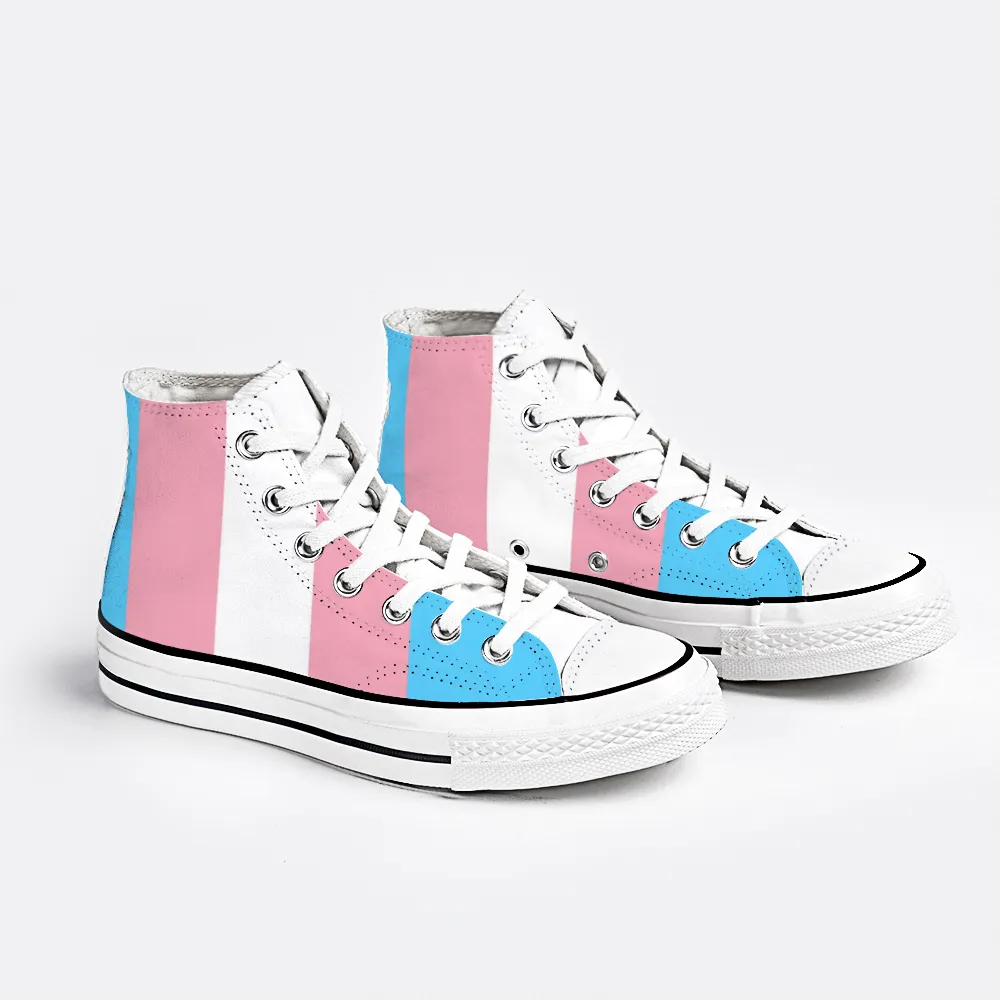 Blue Pink White All-Over Pride 'Converse Style' Canvas High-Top Sneakers