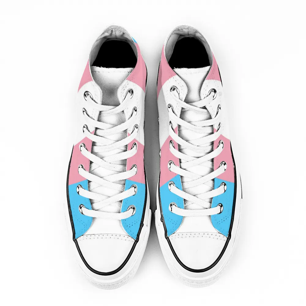 Blue Pink White All-Over Pride 'Converse Style' Canvas High-Top Sneakers