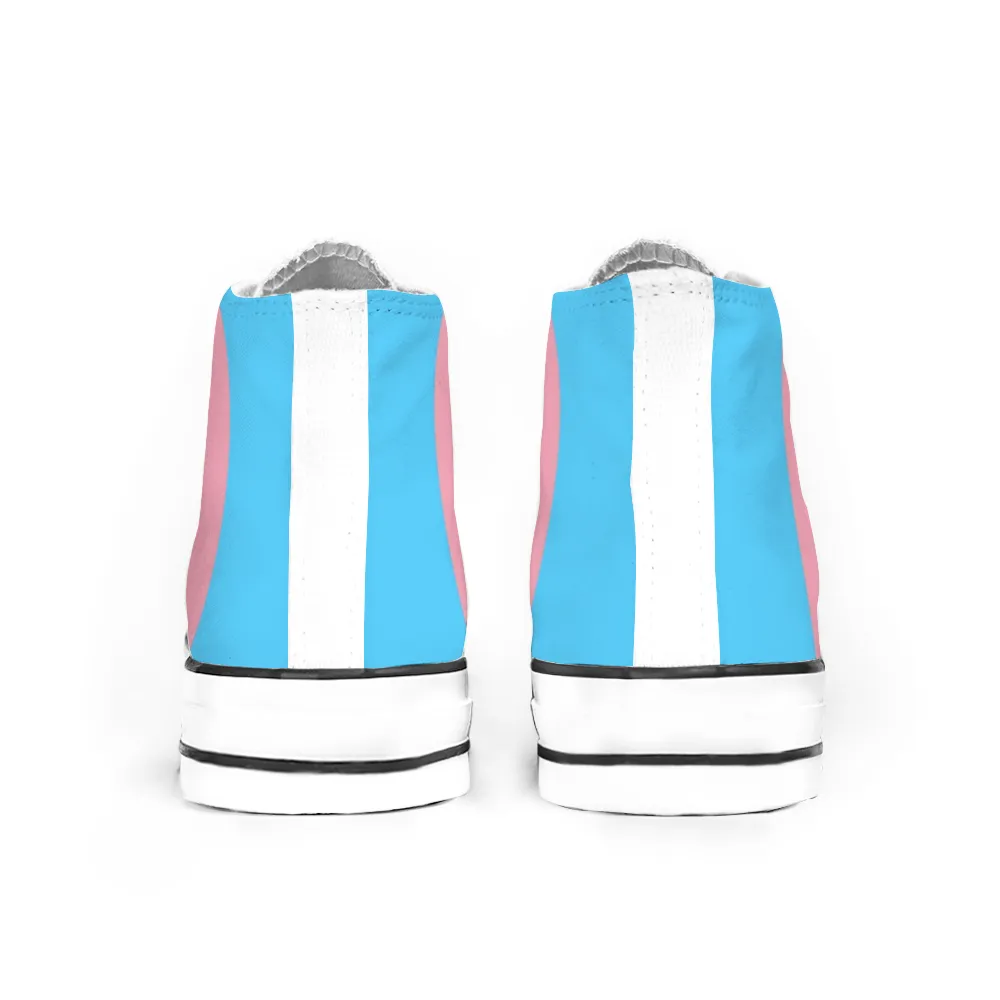 Blue Pink White All-Over Pride 'Converse Style' Canvas High-Top Sneakers