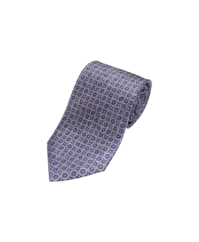 Blue, Purple And Ivory Geometric Circles Silk Necktie | He Spoke Style