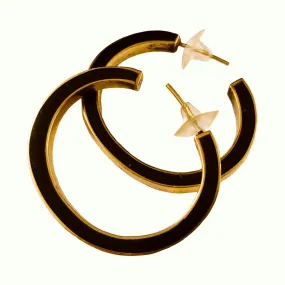 Bold Hoop Black and Brass Earrings