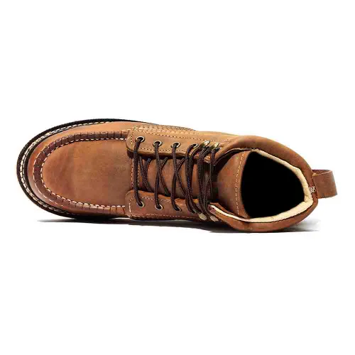 BONANZA Brown Full Grain Saddle Leather Work Boot
