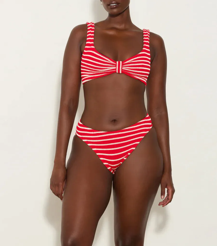 Bonnie Stripe Crinkle Bikini Red/White-          -        
