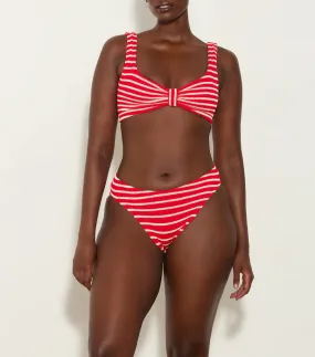Bonnie Stripe Crinkle Bikini Red/White-          -        