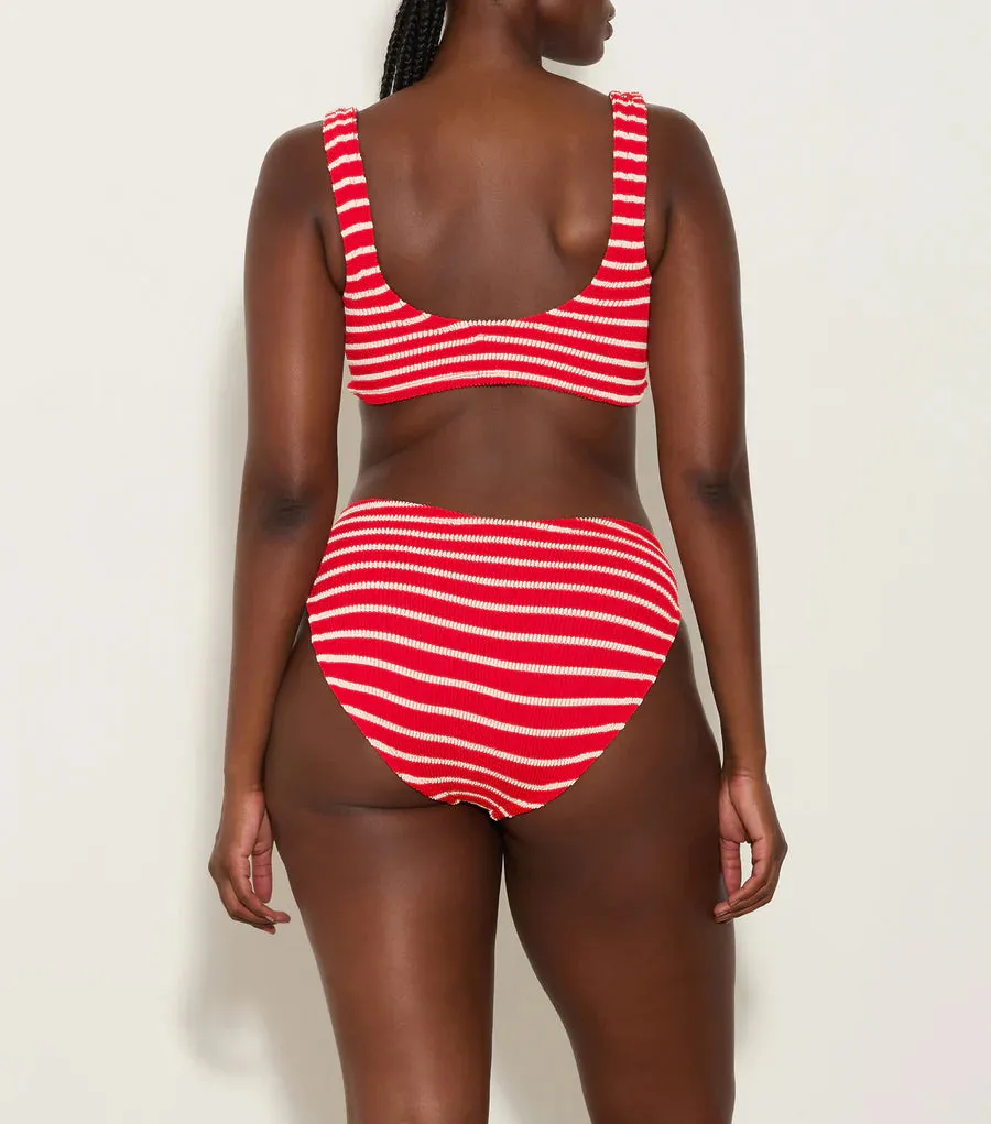 Bonnie Stripe Crinkle Bikini Red/White-          -        