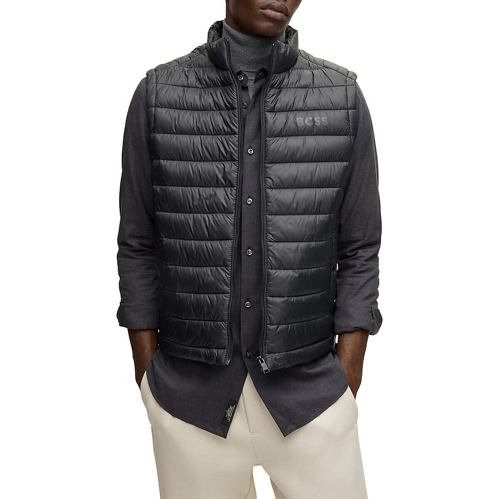 BOSS Packable Tonal Logo Quilted Vest