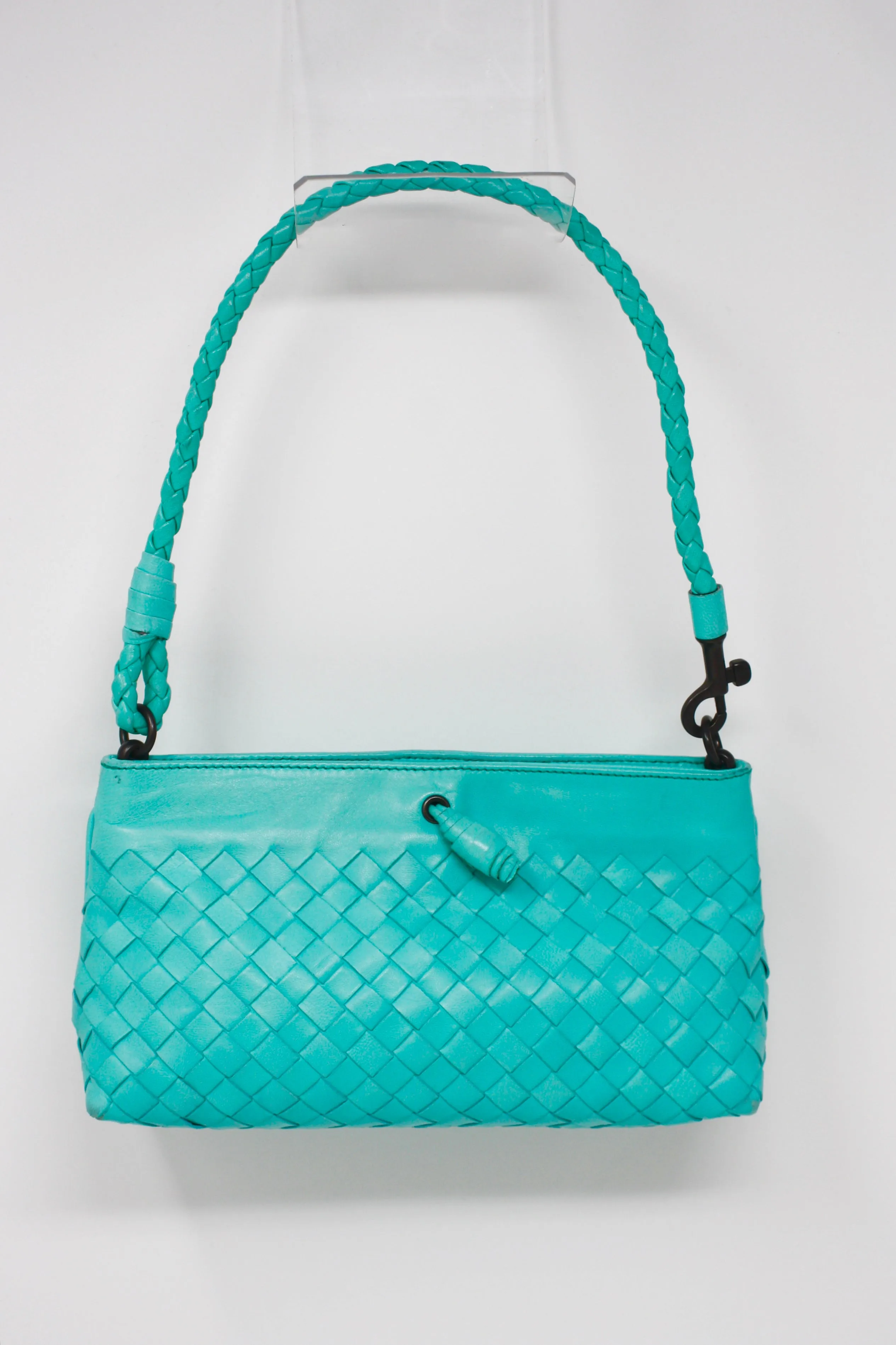 BOTTEGA VENETA Turquoise Intrecciato Leather Bag