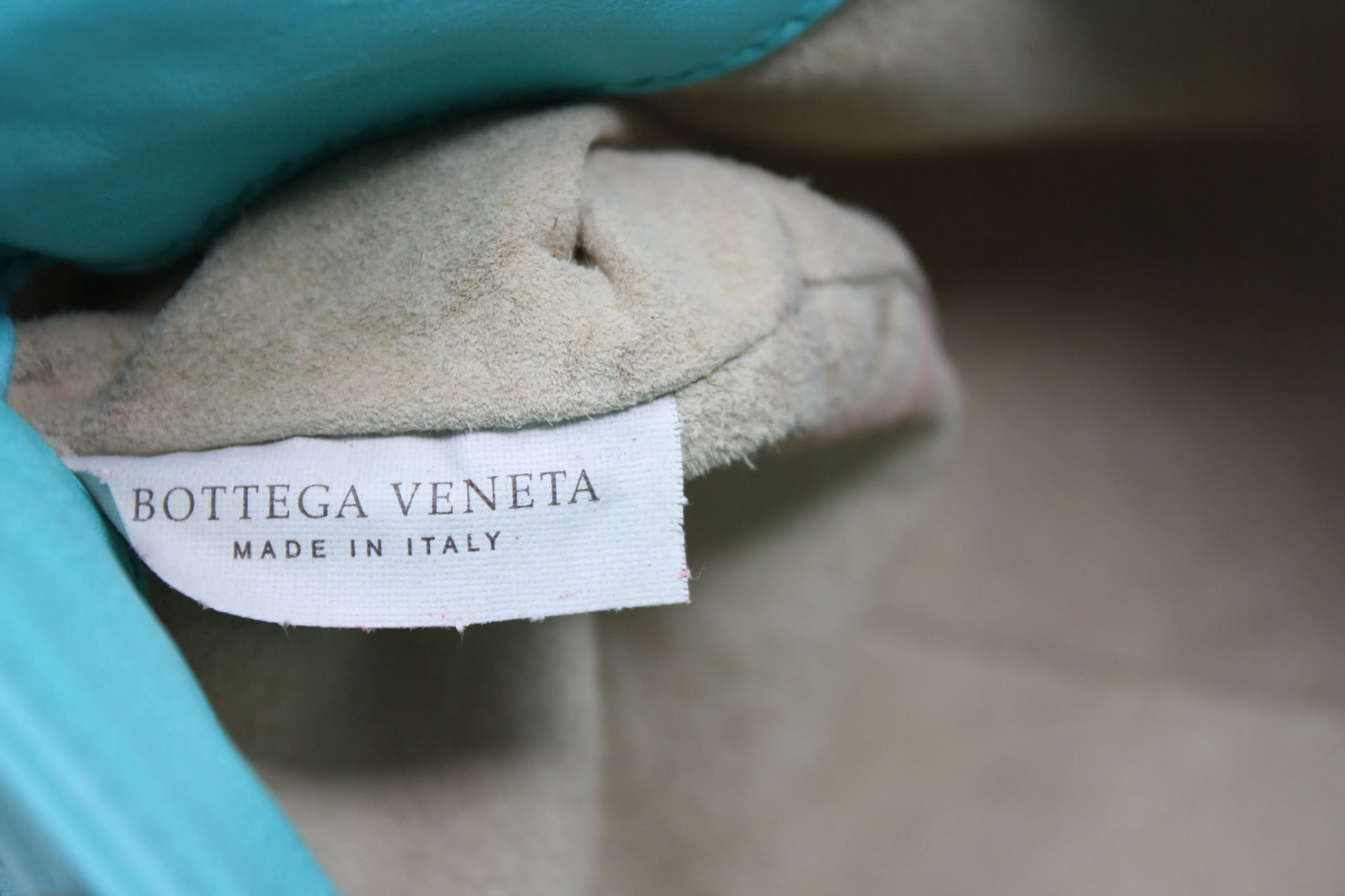 BOTTEGA VENETA Turquoise Intrecciato Leather Bag