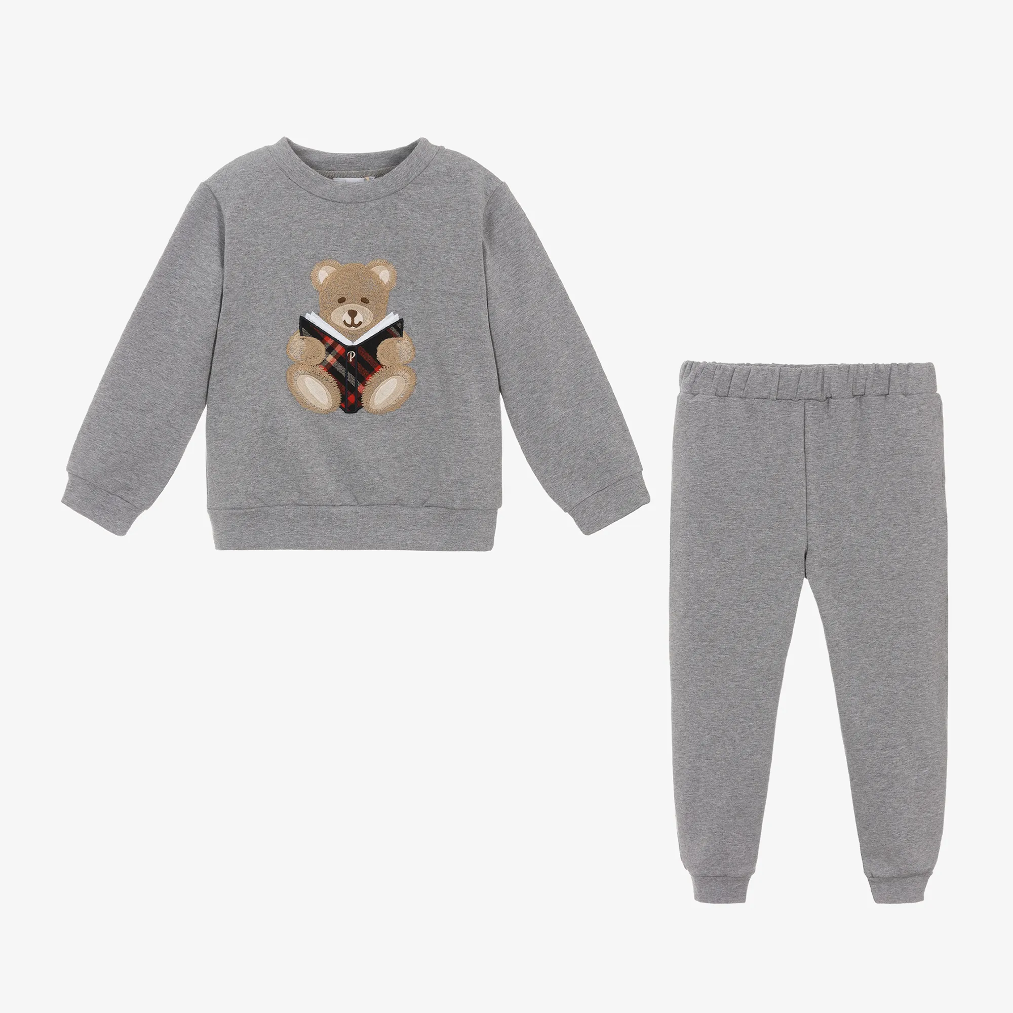 Boys Grey Cotton Teddy Bear Tracksuit