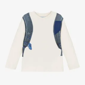 Boys Ivory Cotton Backpack Print Top