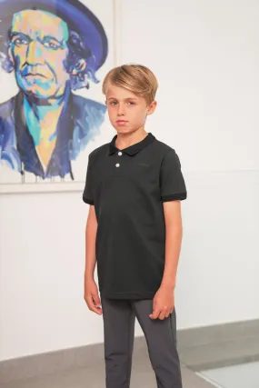 Boys Luxury Pique Logo Polo - Navy