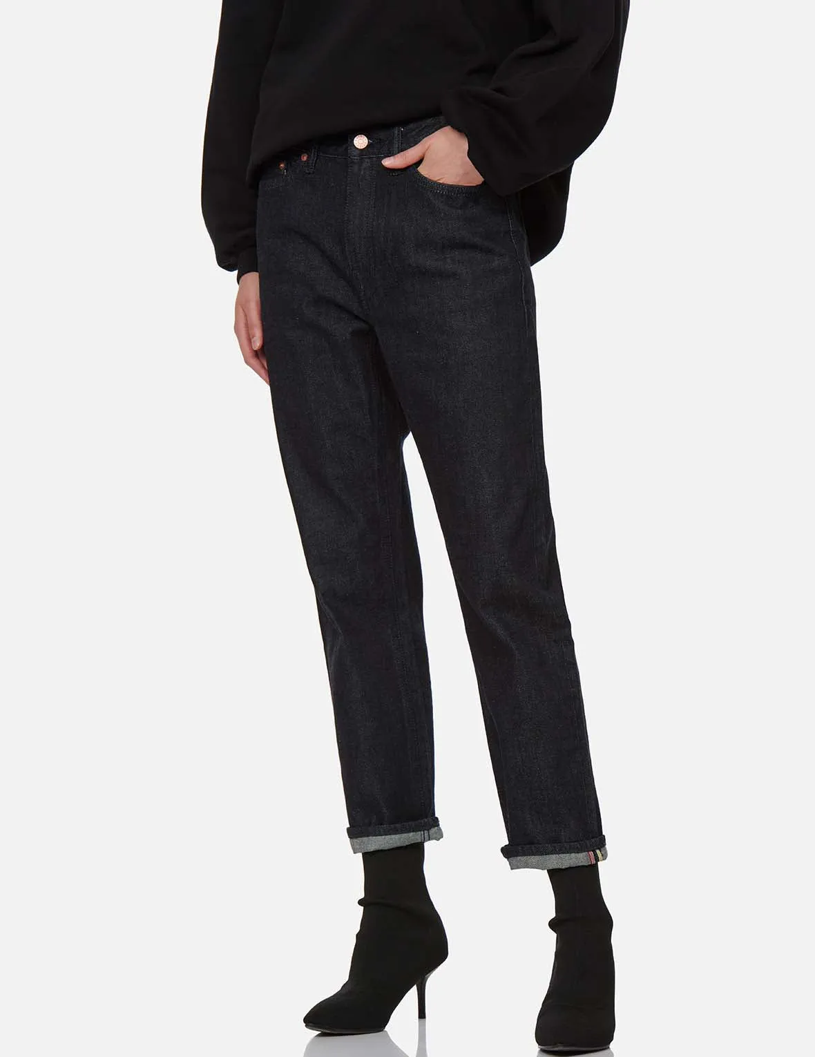 Brocade and Floral-pattern Daicock Embroidery Relax-Cut Jeans