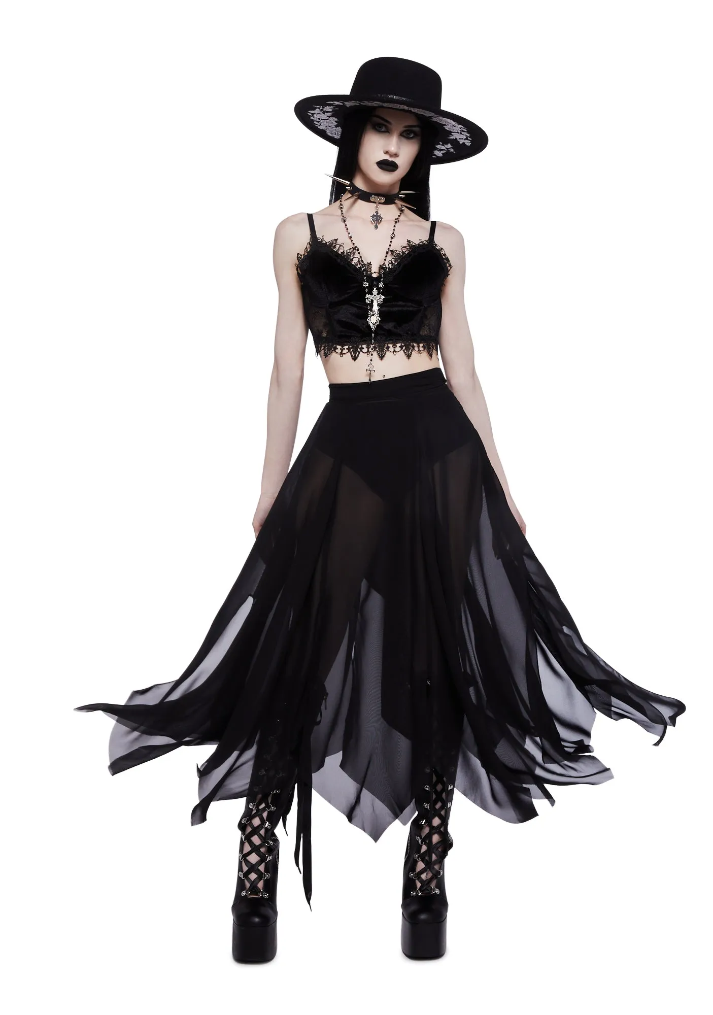 Brooding Shadows Chiffon Skirt-