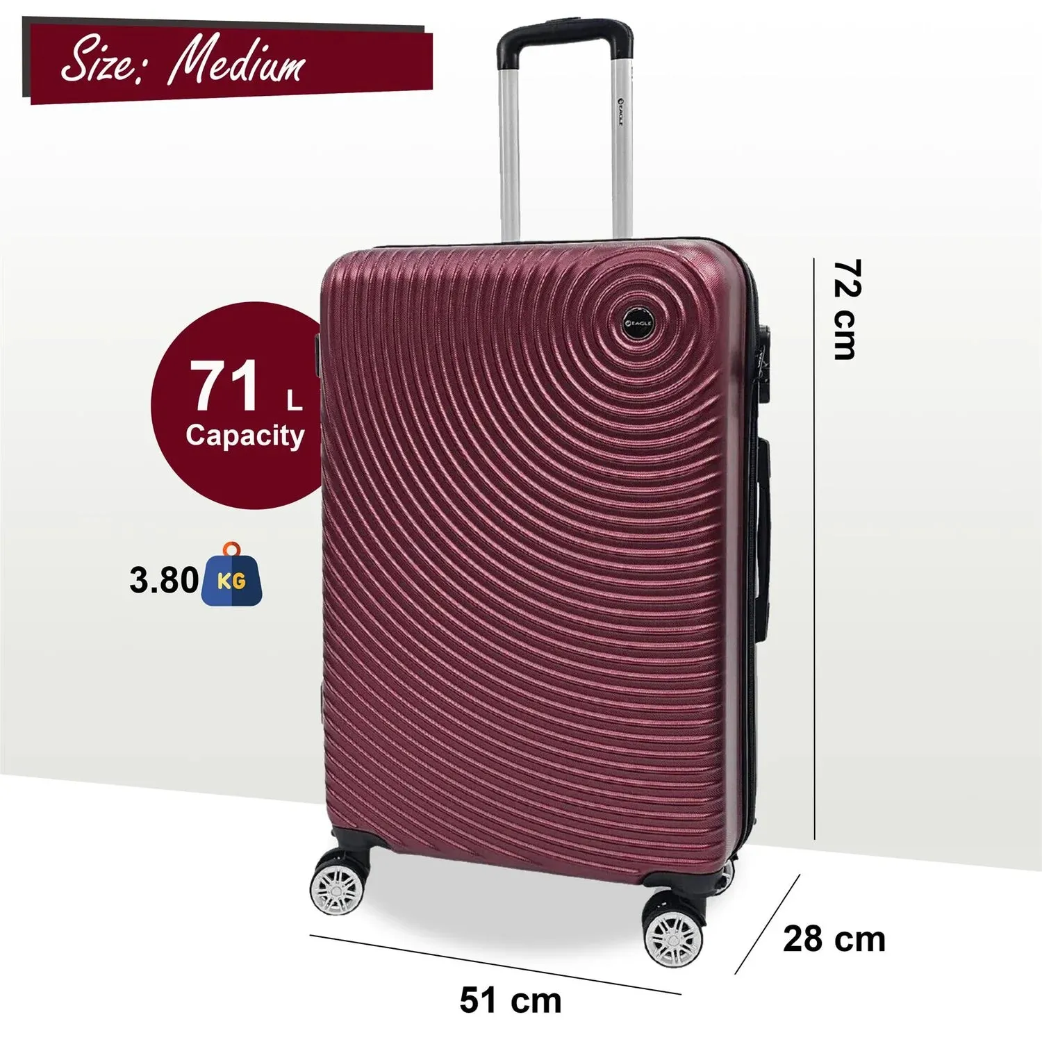 Brookside Medium Hard Shell Burgundy Suitcase