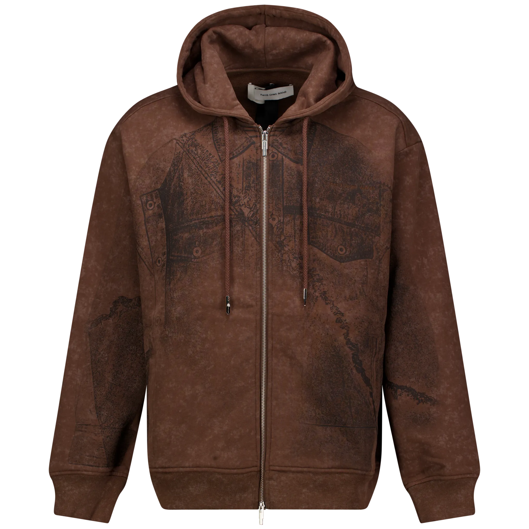 Brown Deconstruction Printed Hoodie