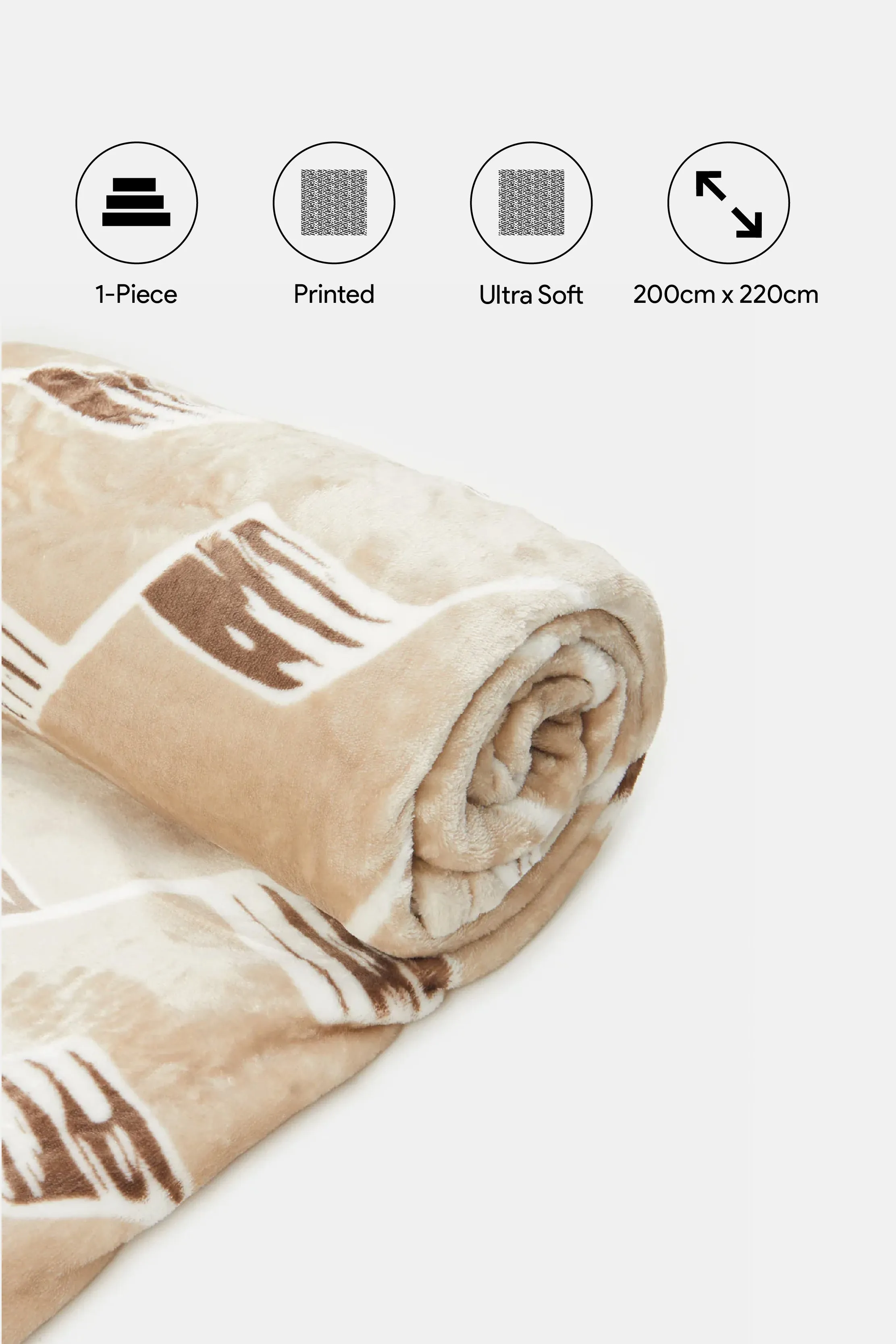 Brown Geometric Flannel Blanket (Double Size)