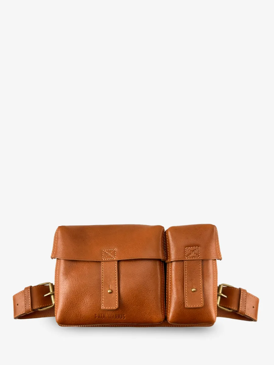 Brown Leather Crossbody Bag - LaCartouchière Oiled Cognac | PAUL MARIUS