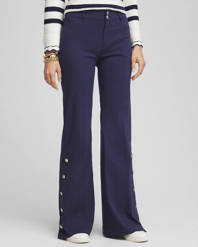 Button Detail Wide-Leg Pants