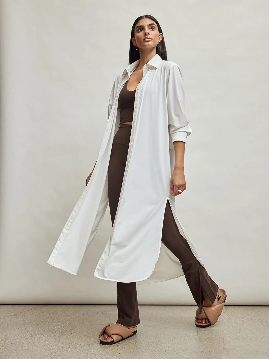 Button Up Oversized Tunic - White